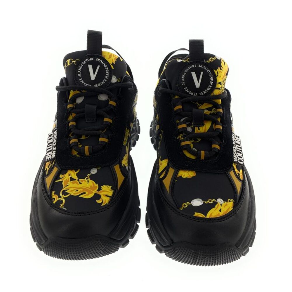 Versace Jeans Couture Chunky Baroque Print Sneakers in Black & Gold - Picture 3 of 4